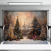 Aperturee - Aperturee Sunset Sky Xmas Trees Forest Christmas Vibe Backdrop